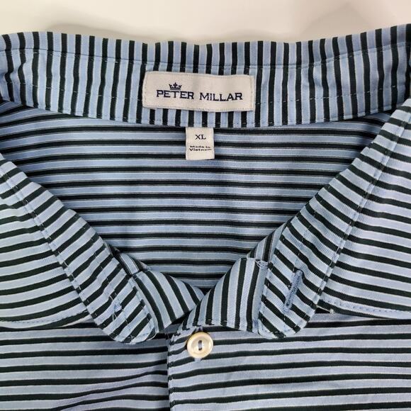 Peter Millar Crown easy bolder stripe Comfort Golf Polo Men's XL Blue Striped - Picture 2 of 8